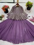 ATTRACTIVE CRUNCHY SILK EMBROIDERY SEQUENCE WORK TOP LEHENGA PARTY WEAR WHOLESALE PRICE ETHNIC GARMENT (2)