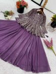 ATTRACTIVE CRUNCHY SILK EMBROIDERY SEQUENCE WORK TOP LEHENGA PARTY WEAR WHOLESALE PRICE ETHNIC GARMENT (2)