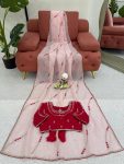 ATTRACTIVE CRUNCHY SILK THREAD & SEQUENCE WORK SAREE WITH UNSTITCHED BLOUSE PARTY WEAR WHOLESALE PRICE ETHNIC GARMENT (14)
