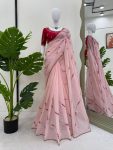 ATTRACTIVE CRUNCHY SILK THREAD & SEQUENCE WORK SAREE WITH UNSTITCHED BLOUSE BABY PINK