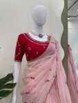 ATTRACTIVE CRUNCHY SILK THREAD & SEQUENCE WORK SAREE WITH UNSTITCHED BLOUSE PARTY WEAR WHOLESALE PRICE ETHNIC GARMENT (14)