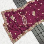 ATTRACTIVE CRUSH EMBROIDERY THREADS, CODING & SEQUENCE WORK SAREE WITH UNSTITCHED BLOUSE PARTY WEAR WHOLESALE PRICE ETHNIC GARMENT (22)
