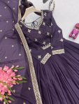 ATTRACTIVE DIAMOND SILK EMBROIDERY THREAD SEQUENCE WORK GOWN WITH DUPATTA WEDDING WEAR WHOLESALE PRICE ETHNIC GARMENT (4)