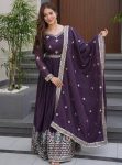 ATTRACTIVE DIAMOND SILK EMBROIDERY THREAD SEQUENCE WORK GOWN WITH DUPATTA WEDDING WEAR WHOLESALE PRICE ETHNIC GARMENT (4)