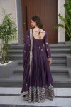 ATTRACTIVE DIAMOND SILK EMBROIDERY THREAD SEQUENCE WORK GOWN WITH DUPATTA WEDDING WEAR WHOLESALE PRICE ETHNIC GARMENT (4)