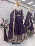 ATTRACTIVE DIAMOND SILK EMBROIDERY THREAD SEQUENCE WORK GOWN WITH DUPATTA WEDDING WEAR WHOLESALE PRICE ETHNIC GARMENT (4)