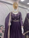 ATTRACTIVE DIAMOND SILK EMBROIDERY THREAD SEQUENCE WORK GOWN WITH DUPATTA WEDDING WEAR WHOLESALE PRICE ETHNIC GARMENT (4)