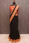 ATTRACTIVE DOLA SILK EMBROIDERY THREAD & SEQUENCE WORK SAREE WITH UNSTITCHED BLOUSE PARTY WEAR WHOLESALE PRICE ETHNIC GARMENT (7)