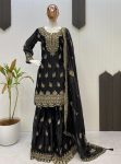 ATTRACTIVE FENDY SEQUENCE EMBROIDERY WORK TOP SHARARA WITH DUPATTA PARTY WEAR WHOLESALE PRICE ETHNIC GARMENT (9)