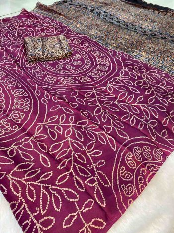 ATTRACTIVE GAJI SOFT SILK BANDHANI PRINT SAREE WITH UNSTITCHED BLOUSE