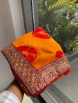 ATTRACTIVE GEORGETTE BANDHEJ PRINT AND EMBROIDERY WORK SAREE WITH UNSTITCHED BLOUSE FESTIVAL WEAR WHOLESALE PRICE ETHNIC GARMENT (7)