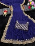ATTRACTIVE GEORGETTE EMBROIDERY CUTWORK LACE SAREE WITH UNSTITCHED BLOUSE FUNCTIONAL WEAR WHOLESALE PRICE ETHNIC GARMENT (12)