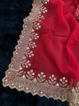 ATTRACTIVE GEORGETTE EMBROIDERY CUTWORK LACE SAREE WITH UNSTITCHED BLOUSE FUNCTIONAL WEAR WHOLESALE PRICE ETHNIC GARMENT (22)