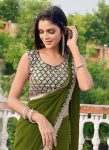 ATTRACTIVE GEORGETTE EMBROIDERY CUTWORK LACE SAREE WITH UNSTITCHED BLOUSE FUNCTIONAL WEAR WHOLESALE PRICE ETHNIC GARMENT (7)
