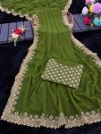 ATTRACTIVE GEORGETTE EMBROIDERY CUTWORK LACE SAREE WITH UNSTITCHED BLOUSE FUNCTIONAL WEAR WHOLESALE PRICE ETHNIC GARMENT (7)