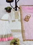 ATTRACTIVE GEORGETTE EMBROIDERY SEQUENCE AND THREAD WORK TOP SHARARA WITH DUPATTA PARTY WEAR WHOLESALE PRICE ETHNIC GARMENT (2)