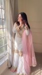 ATTRACTIVE GEORGETTE EMBROIDERY SEQUENCE AND THREAD WORK TOP SHARARA WITH DUPATTA PARTY WEAR WHOLESALE PRICE ETHNIC GARMENT (2)