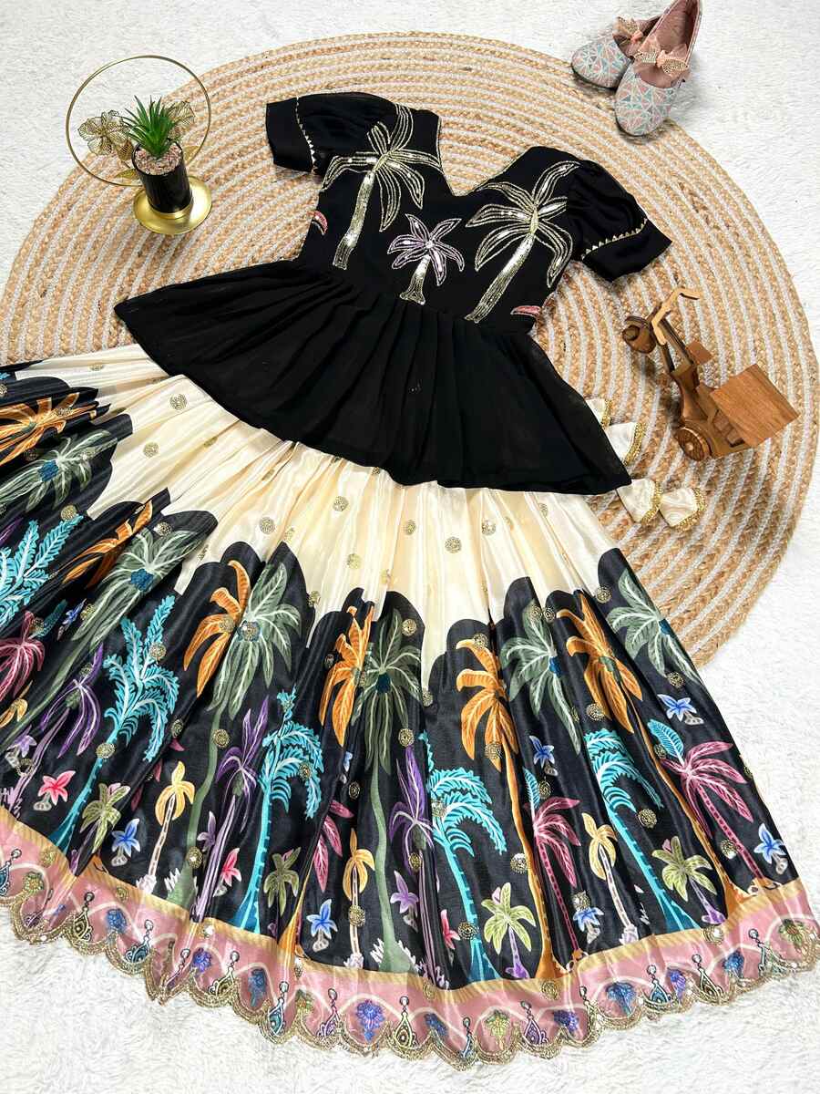 ATTRACTIVE GEORGETTE EMBROIDERY SEQUENCE WORK KID'S TOP LEHENGA FESTIVAL WEAR WHOLESALE PRICE ETHNIC GARMENT (11)