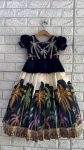 ATTRACTIVE GEORGETTE EMBROIDERY SEQUENCE WORK KID'S TOP  LEHENGA BLACK