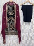 ATTRACTIVE GEORGETTE EMBROIDERY SEQUENCE WORK TOP BOTTOM WITH DUPATTA PARTY WEAR WHOLESALE PRICE ETHNIC GARMENT (2)