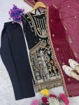 ATTRACTIVE GEORGETTE EMBROIDERY SEQUENCE WORK TOP BOTTOM WITH DUPATTA PARTY WEAR WHOLESALE PRICE ETHNIC GARMENT (2)