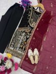ATTRACTIVE GEORGETTE EMBROIDERY SEQUENCE WORK TOP BOTTOM WITH DUPATTA PARTY WEAR WHOLESALE PRICE ETHNIC GARMENT (2)