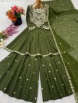 ATTRACTIVE GEORGETTE EMBROIDERY SEQUENCE WORK TOP SHARARA WITH DUPATTA PARTY WEAR WHOLESALE PRICE ETHNIC GARMENT (12)
