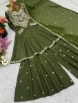 ATTRACTIVE GEORGETTE EMBROIDERY SEQUENCE WORK TOP SHARARA WITH DUPATTA PARTY WEAR WHOLESALE PRICE ETHNIC GARMENT (12)