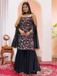 ATTRACTIVE GEORGETTE EMBROIDERY SEQUENCE WORK TOP SHARARA WITH DUPATTA PARTY WEAR WHOLESALE PRICE ETHNIC GARMENT (19)