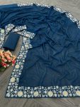 ATTRACTIVE GEORGETTE EMBROIDERY SEQUENCE WORK WITH SEQUENCE LACE SAREE WITH UNSTITCHED BLOUSE PARTY WEAR WHOLESALE PRICE ETHNIC GARMENT (3)