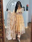 ATTRACTIVE GEORGETTE EMBROIDERY THREAD WORK GOWN BOTTOM WITH DUPATTA CREAM