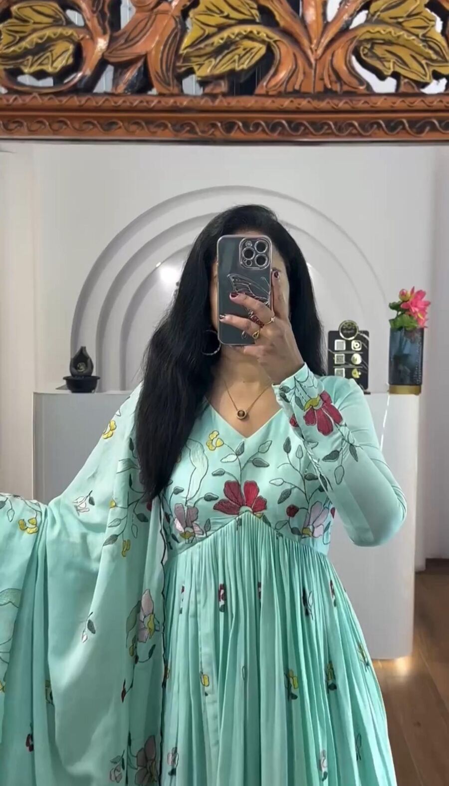 ATTRACTIVE GEORGETTE EMBROIDERY THREAD WORK GOWN BOTTOM WITH DUPATTA FESTIVAL WEAR WHOLESALE PRICE ETHNIC GARMENT(34)