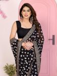 ATTRACTIVE GEORGETTE RAJWADI BANDHEJ PRINT WITH EMBROIDERY WORK SAREE WITH UNSTITCHED BLOUSE WEDDING WEAR WHOLESALE PRICE ETHNIC GARMENT (4)