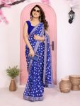 ATTRACTIVE GEORGETTE RAJWADI BANDHEJ PRINT WITH EMBROIDERY WORK SAREE WITH UNSTITCHED BLOUSE WEDDING WEAR WHOLESALE PRICE ETHNIC GARMENT (8)