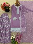 ATTRACTIVE GEORGETTE SEQUENCE EMBROIDERY WORK TOP PALAZZO WITH DUPATTA PARTY WEAR WHOLESALE PRICE ETHNIC GARMENT (2)