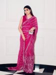 ATTRACTIVE GEORGETTE SEQUENCE , THREAD & DORI WORK SAREE WITH UNSTITCHED BLOUSE PINK