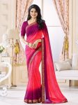 ATTRACTIVE GEORGETTE SILK DIGITAL PRINT WITH LACE BORDER SAREE WITH UNSTITCHED BLOUSE PINK
