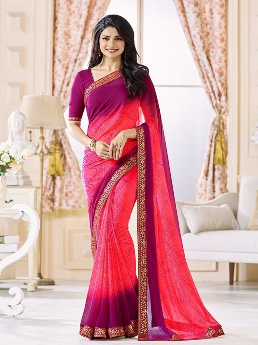ATTRACTIVE GEORGETTE SILK DIGITAL PRINT WITH LACE BORDER SAREE WITH UNSTITCHED BLOUSE DAILY WEAR WHOLESALE PRICE ETHNIC GARMENT (8)