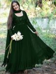 ATTRACTIVE GEORGETTE THREAD SEQUENCE ANARKALI GOWN WITH DUPATTA GREEN