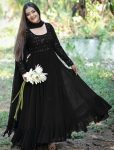 ATTRACTIVE GEORGETTE THREAD SEQUENCE ANARKALI GOWN WITH DUPATTA BLACK