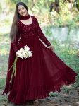 ATTRACTIVE GEORGETTE THREAD SEQUENCE ANARKALI GOWN WITH DUPATTA MAROON