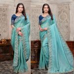 ATTRACTIVE GOLD CRUSH SILK EMBROIDERY SEQUENCE WITH ZARI THREADS AND CODING WORK SAREE WITH UNSTITCHED BLOUSE RAMA