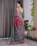 ATTRACTIVE HANDLOOM LINEN DIGITAL FLORAL PRINTS, RICH ZARI WOVEN BORDER WORK SAREE WITH UNSTITCHED BLOUSE FESTIVAL WEAR WHOLESALE PRICE ETHNIC GARMENT (28).jpeg