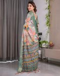 ATTRACTIVE HANDLOOM LINEN DIGITAL FLORAL PRINTS, RICH ZARI WOVEN BORDER WORK SAREE WITH UNSTITCHED BLOUSE FESTIVAL WEAR WHOLESALE PRICE ETHNIC GARMENT (38).jpeg