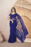 ATTRACTIVE HEAVY BUTERFLY NET AARI EMBROIDERY WORK WITH STONEWORK SAREE WITH UNSTITCHED BLOUSE FORMAL WEAR WHOLESALE PRICE ETHNIC GARMENT (31)