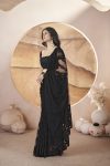 ATTRACTIVE HEAVY BUTERFLY NET AARI EMBROIDERY WORK WITH STONEWORK SAREE WITH UNSTITCHED BLOUSE FORMAL WEAR WHOLESALE PRICE ETHNIC GARMENT (40)