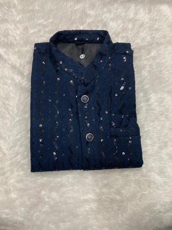 ATTRACTIVE IMPORTED FABRIC RAYON SEQUENCE WORK ONLY KURTA NAVY BLUE