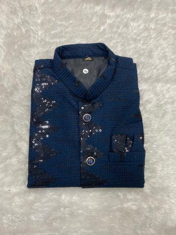 ATTRACTIVE IMPORTED FABRIC RAYON SEQUENCE WORK ONLY KURTA NAVY BLUE