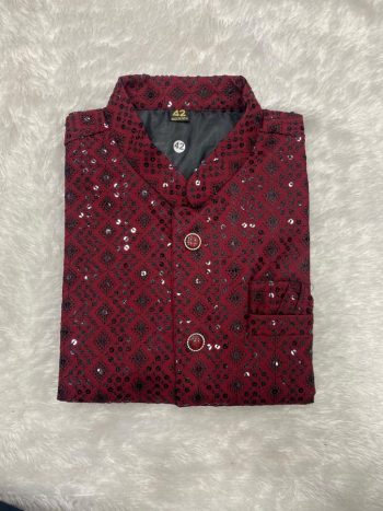 ATTRACTIVE IMPORTED FABRIC RAYON SEQUENCE WORK ONLY KURTA MAROON