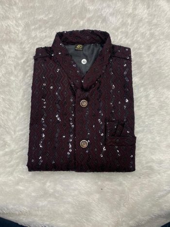 ATTRACTIVE IMPORTED FABRIC RAYON SEQUENCE WORK ONLY KURTA COFFEE